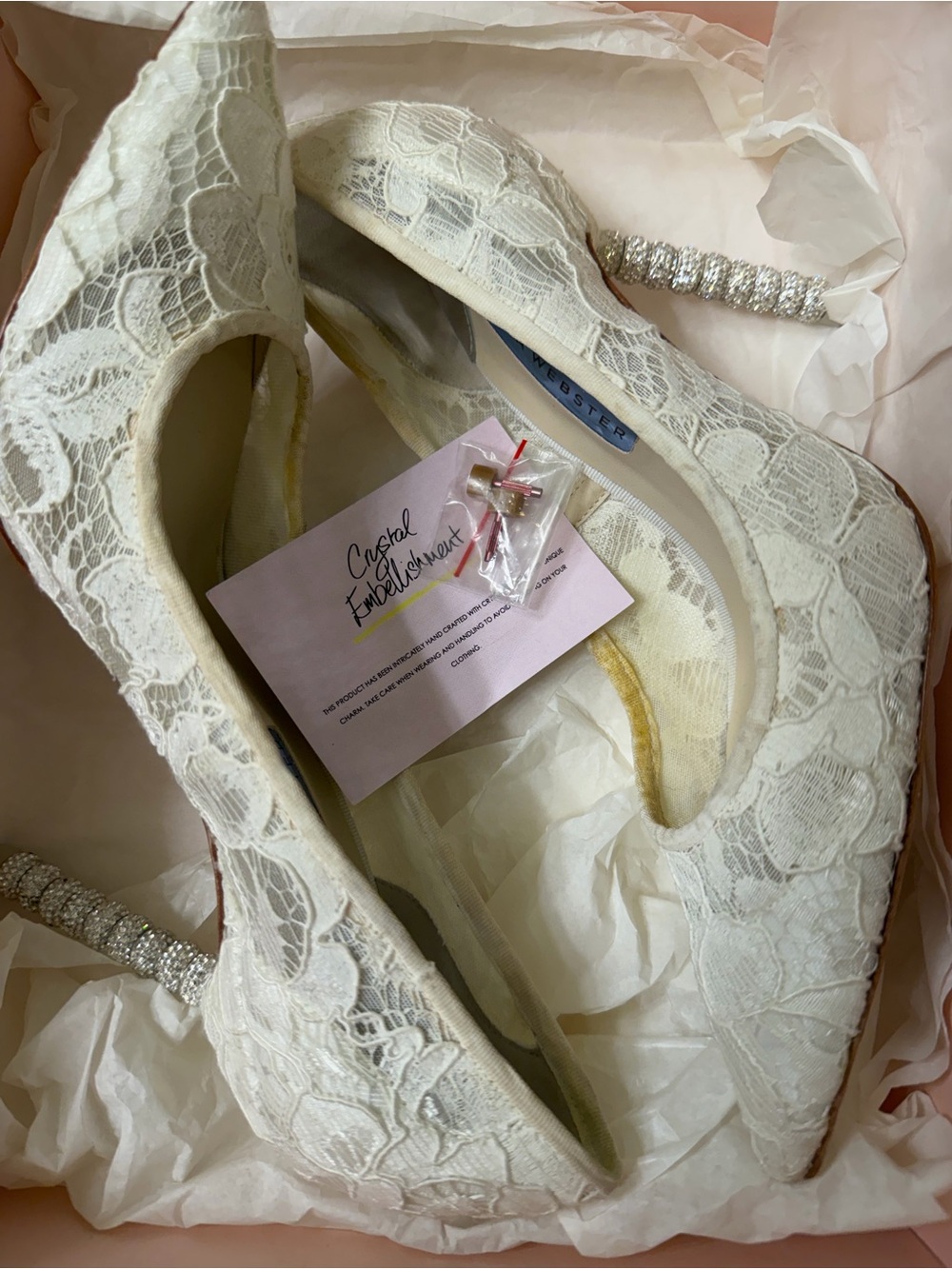 Sophia Webster Cream Lace Pointed Toe Heels - Picture 8 of 8